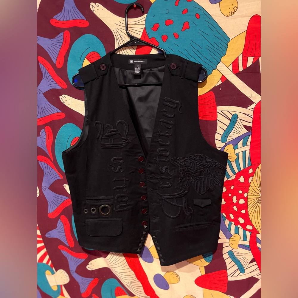 “Destroy Aristocracy” INC International Concepts Black Vest